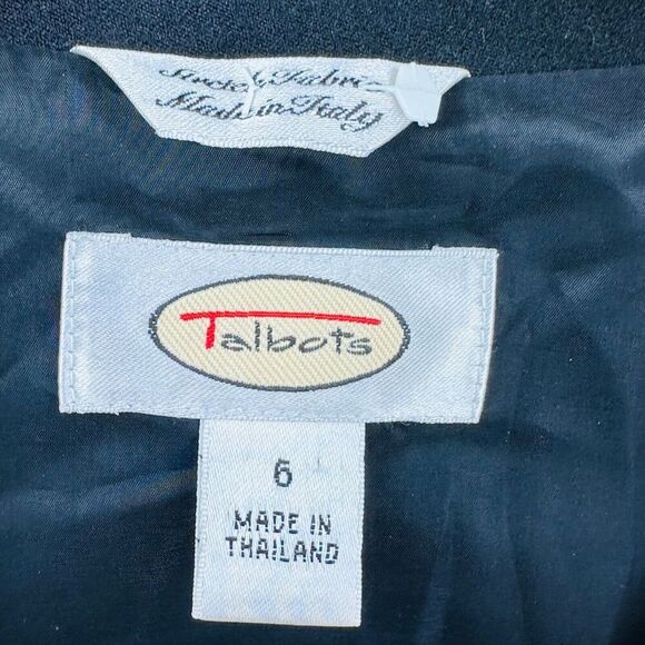 Talbots Womens Blazer Jacket Stretch Italian Wool Blend Black Size 6 Full Zip - Picture 5 of 9